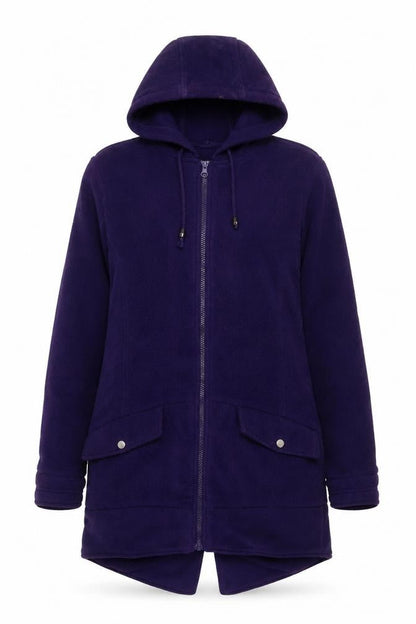 Cotton Traders Womens Purple Fleece Hooded Zip Jacket Size 10