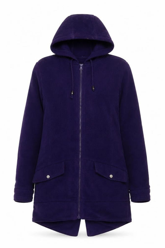 Cotton Traders Womens Purple Fleece Hooded Zip Jacket Size 10