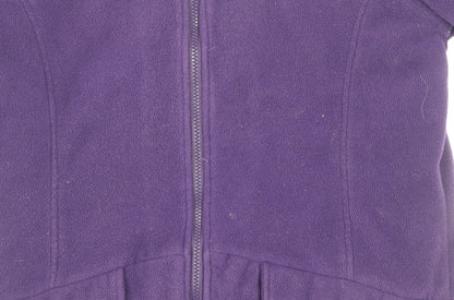 Cotton Traders Womens Purple Fleece Hooded Zip Jacket Size 10