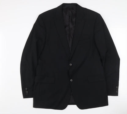 Hugo Boss Men's Black Wool Blend Two Button Blazer Jacket 54