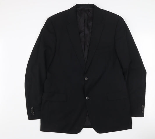 Hugo Boss Men's Black Wool Blend Two Button Blazer Jacket 54
