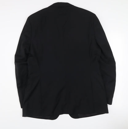 Hugo Boss Men's Black Wool Blend Two Button Blazer Jacket 54