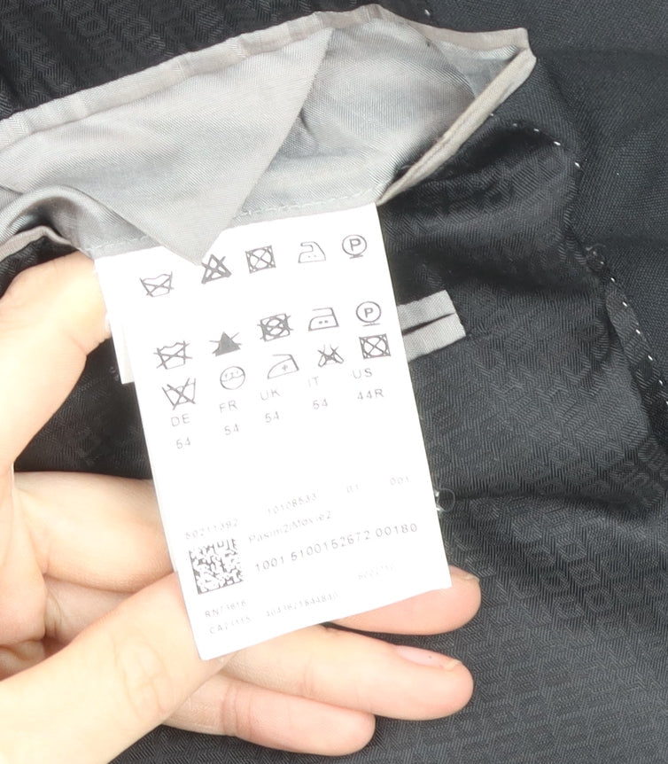 Hugo Boss Men's Black Wool Blend Two Button Blazer Jacket 54