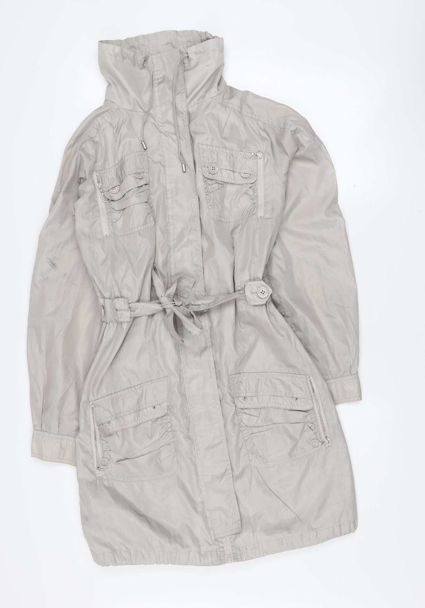 Lea Fashion Women’s Grey Mid-Length Anorak Jacket Size S Polyester
