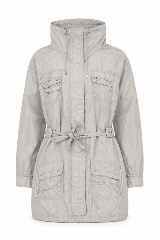 Lea Fashion Women’s Grey Mid-Length Anorak Jacket Size S Polyester