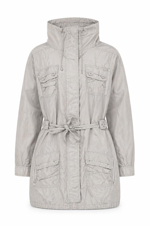 Lea Fashion Women’s Grey Mid-Length Anorak Jacket Size S Polyester