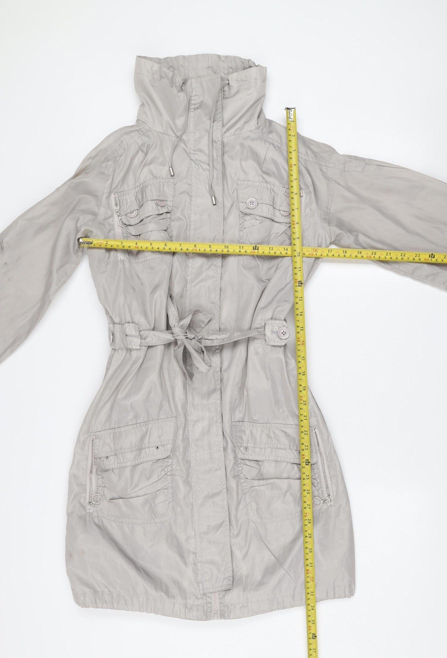 Lea Fashion Women’s Grey Mid-Length Anorak Jacket Size S Polyester