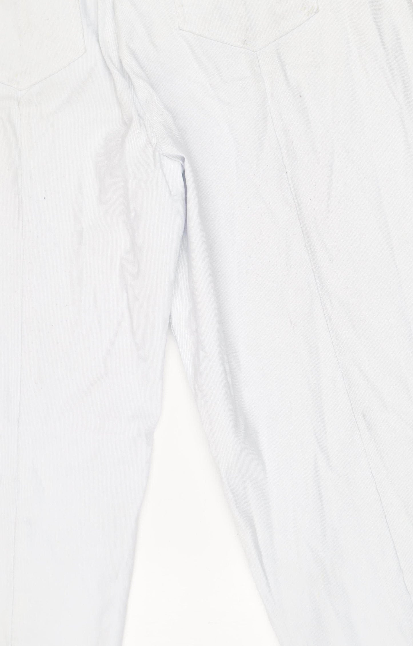 Gallery Women's White Cropped Cotton Twill Stretch Trousers Size L