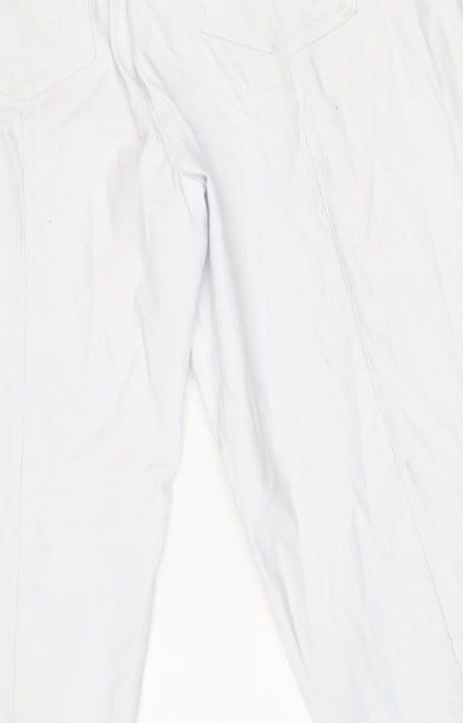 Gallery Women's White Cropped Cotton Twill Stretch Trousers Size L