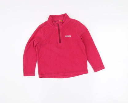 Regatta Girls Pink Fleece 1/4 Zip Pullover Sweatshirt 5-6 Years