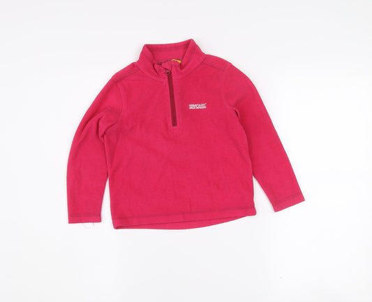 Regatta Girls Pink Fleece 1/4 Zip Pullover Sweatshirt 5-6 Years