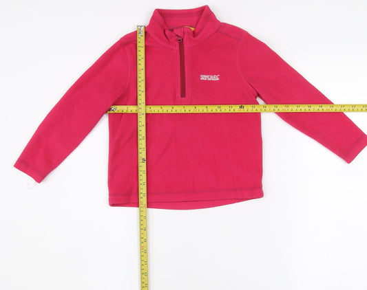 Regatta Girls Pink Fleece 1/4 Zip Pullover Sweatshirt 5-6 Years