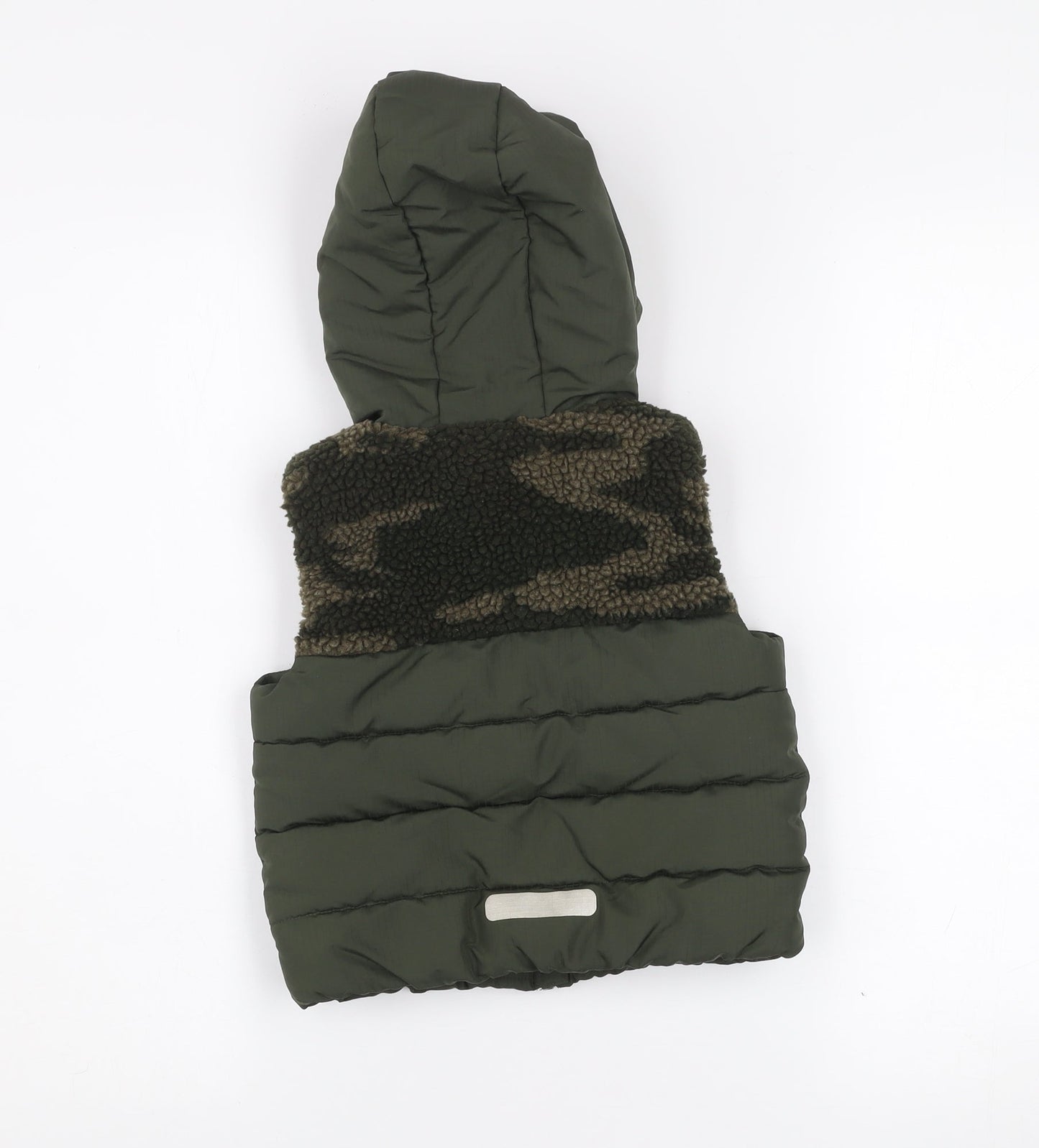 F&F Boys Green Camouflage Hooded Puffer Gilet 2-3 Years Polyester