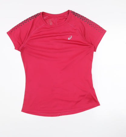 Asics Womens Pink Short Sleeve Running T-Shirt Size M Slim Fit