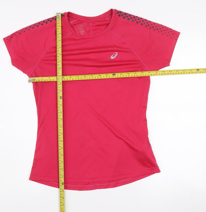 Asics Womens Pink Short Sleeve Running T-Shirt Size M Slim Fit