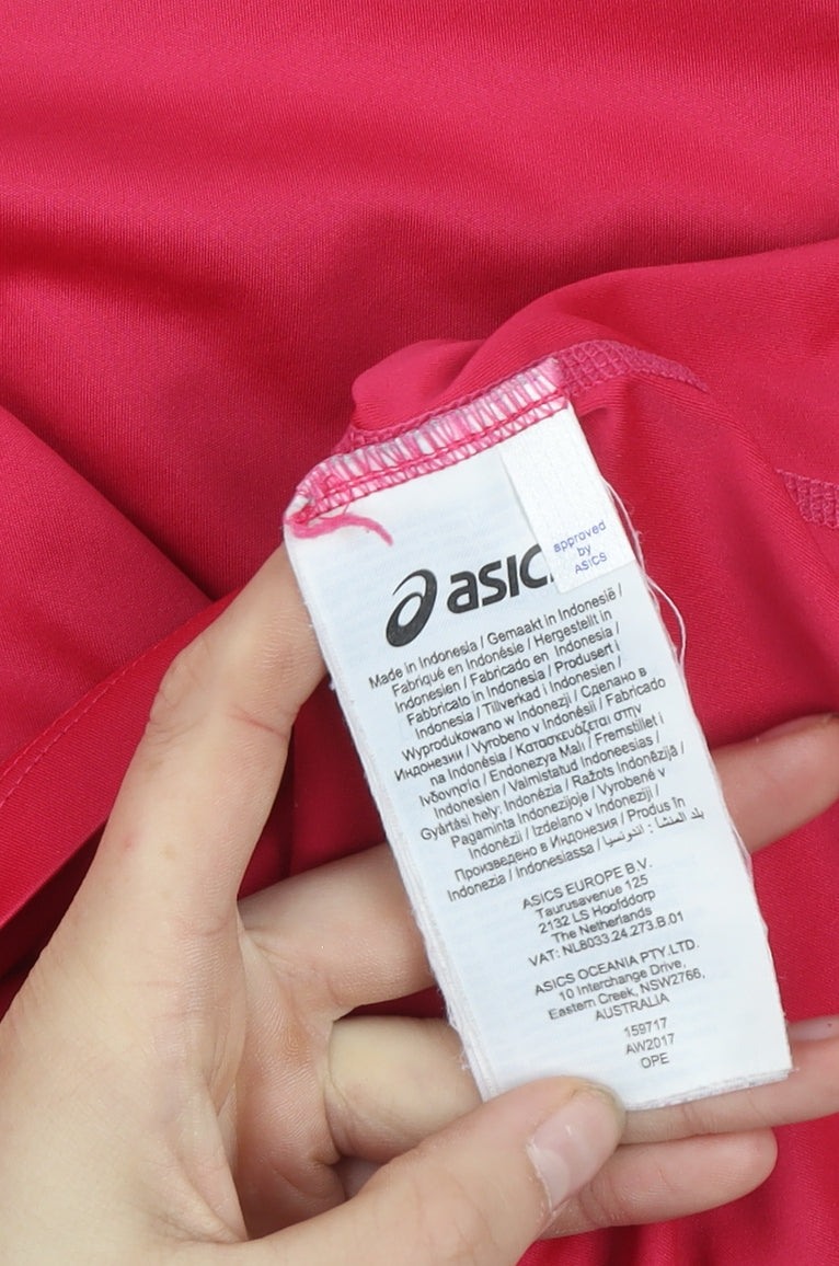 Asics Womens Pink Short Sleeve Running T-Shirt Size M Slim Fit