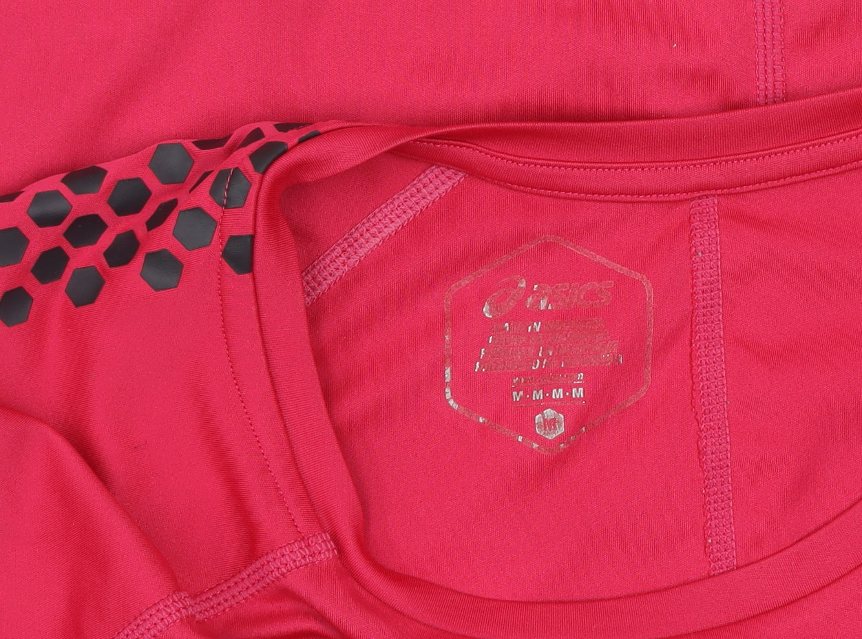 Asics Womens Pink Short Sleeve Running T-Shirt Size M Slim Fit