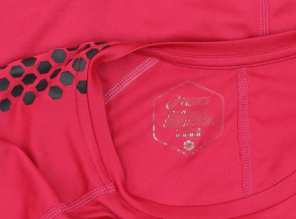 Asics Womens Pink Short Sleeve Running T-Shirt Size M Slim Fit