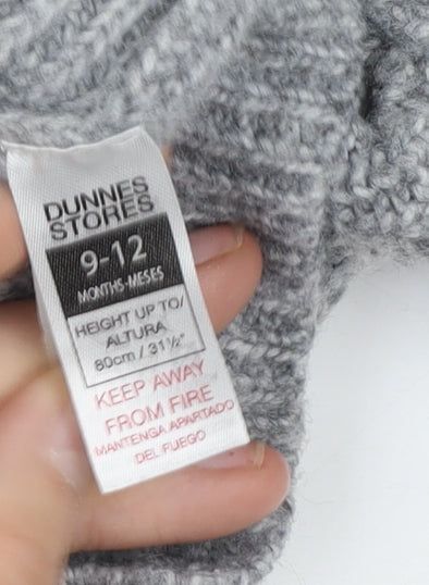 Dunnes Stores Girls Grey Button Cardigan 9-12 Months Ruffle Neck Knit