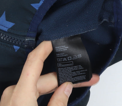 H&M Boys Blue Star Print Soft Shell Hooded Jacket 8-9 Years Waterproof Windproof