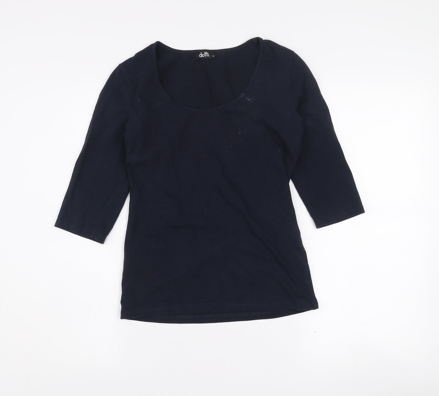 Dotti Women's Blue Scoop Neck 3/4 Sleeve Cotton T-Shirt Size S