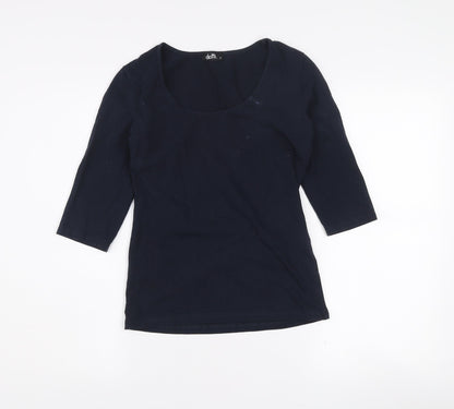 Dotti Women's Blue Scoop Neck 3/4 Sleeve Cotton T-Shirt Size S