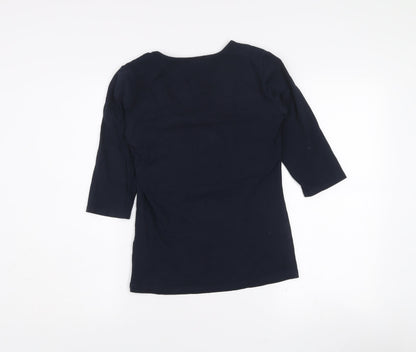 Dotti Women's Blue Scoop Neck 3/4 Sleeve Cotton T-Shirt Size S