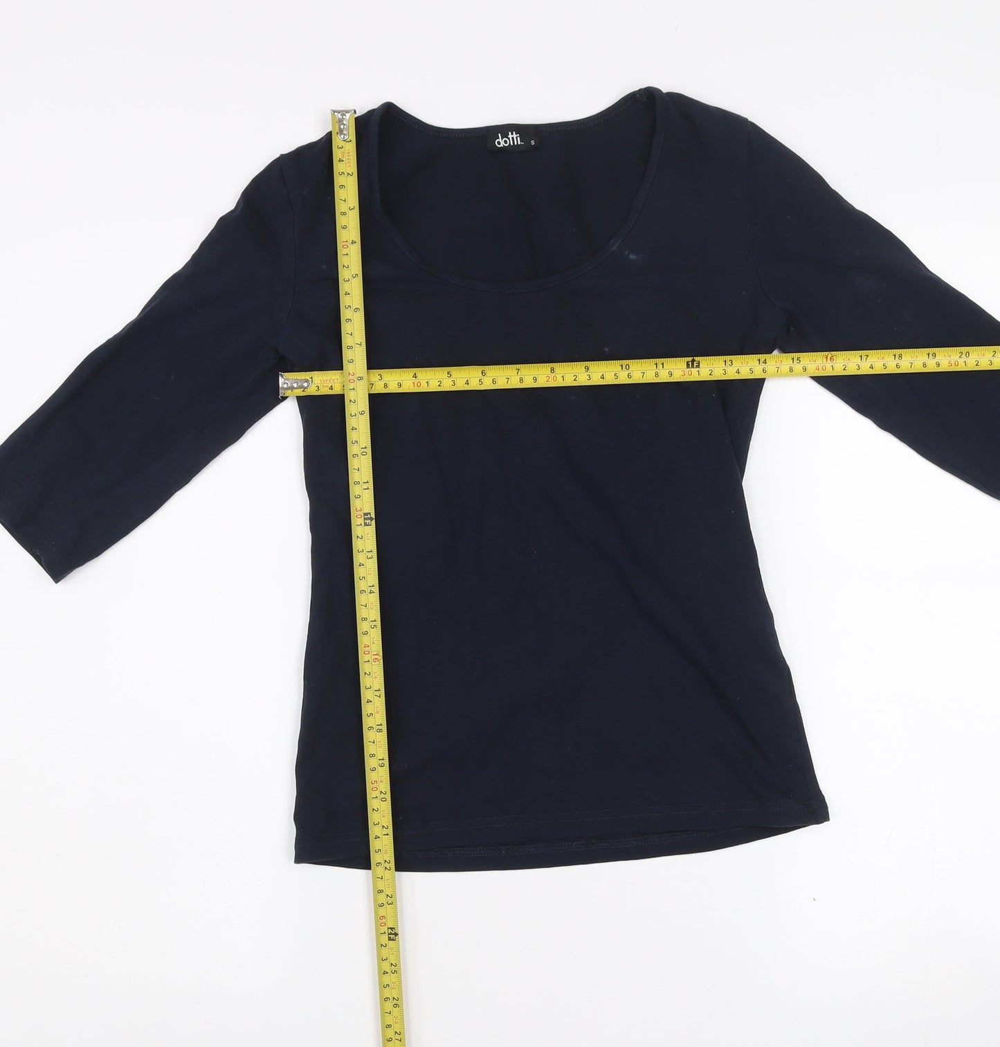Dotti Women's Blue Scoop Neck 3/4 Sleeve Cotton T-Shirt Size S