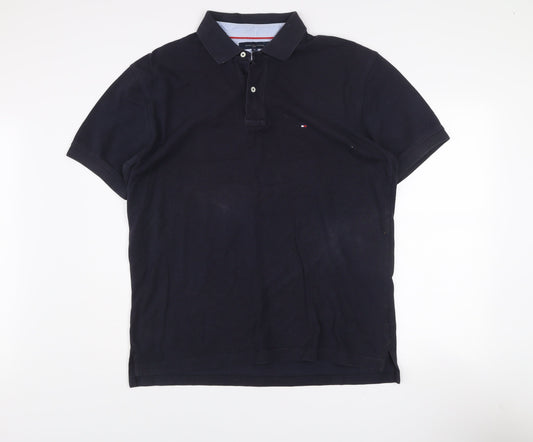 Tommy Hilfiger Men’s Black XL Polo Shirt 100% Cotton Short Sleeve