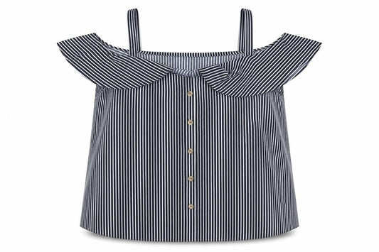 Dunnes Women Blue Striped Off Shoulder 2XL Camisole Blouse