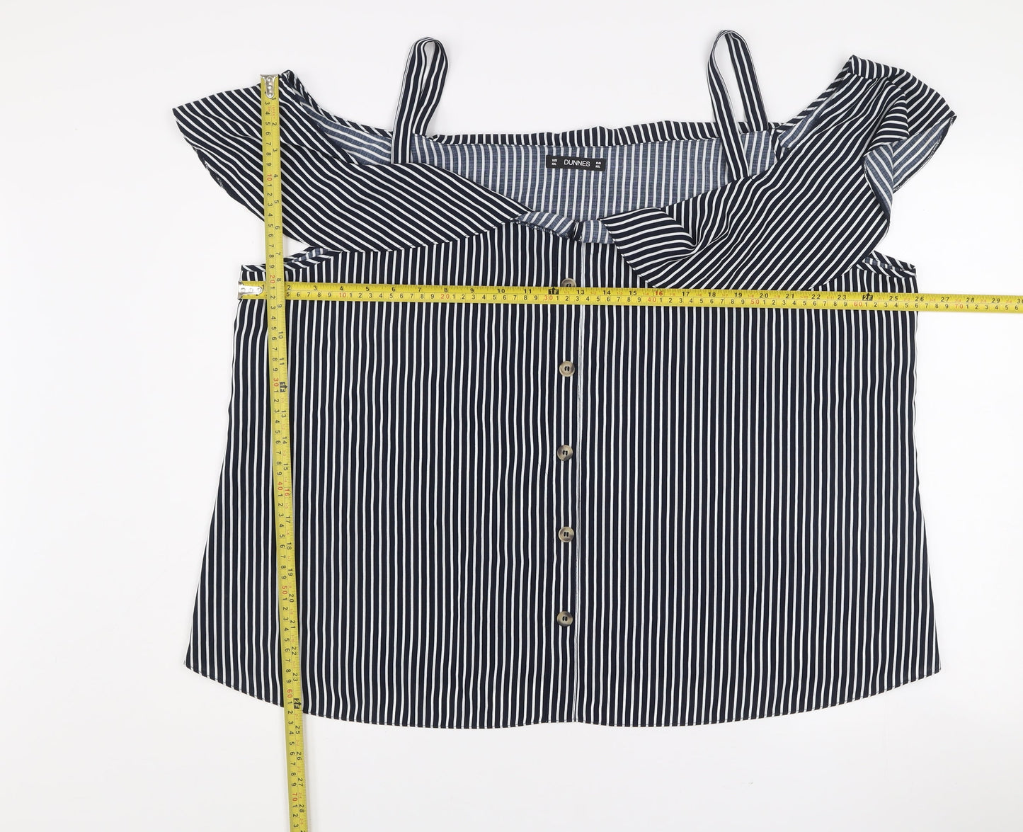 Dunnes Women Blue Striped Off Shoulder 2XL Camisole Blouse