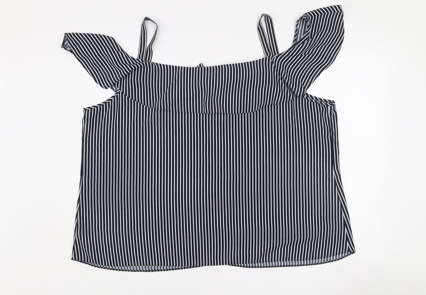 Dunnes Women Blue Striped Off Shoulder 2XL Camisole Blouse