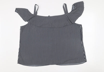 Dunnes Women Blue Striped Off Shoulder 2XL Camisole Blouse