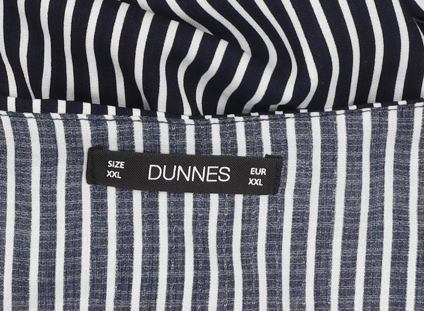 Dunnes Women Blue Striped Off Shoulder 2XL Camisole Blouse