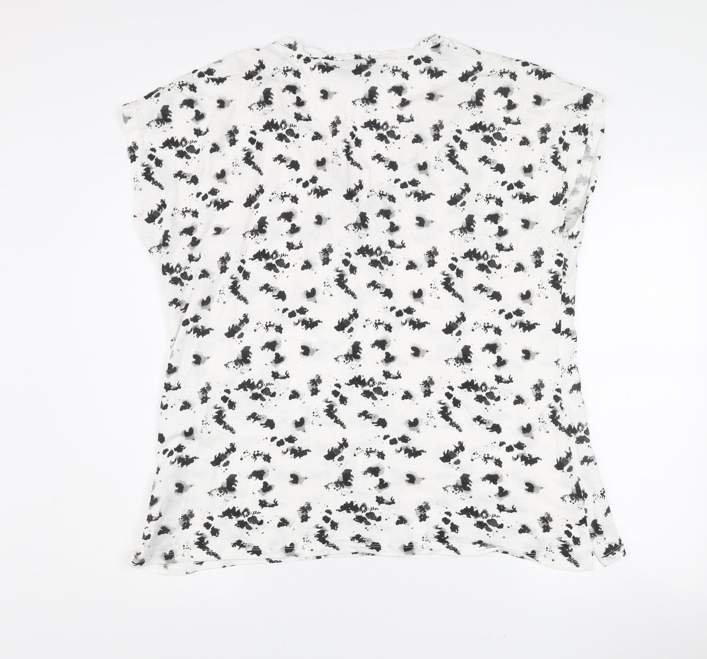 Dunnes Women’s Black & White Floral V-Neck T-Shirt Size L