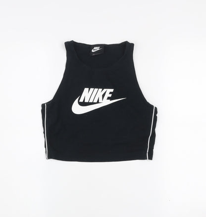 Nike Women's Black Cropped Tank Top S Athletic Fit