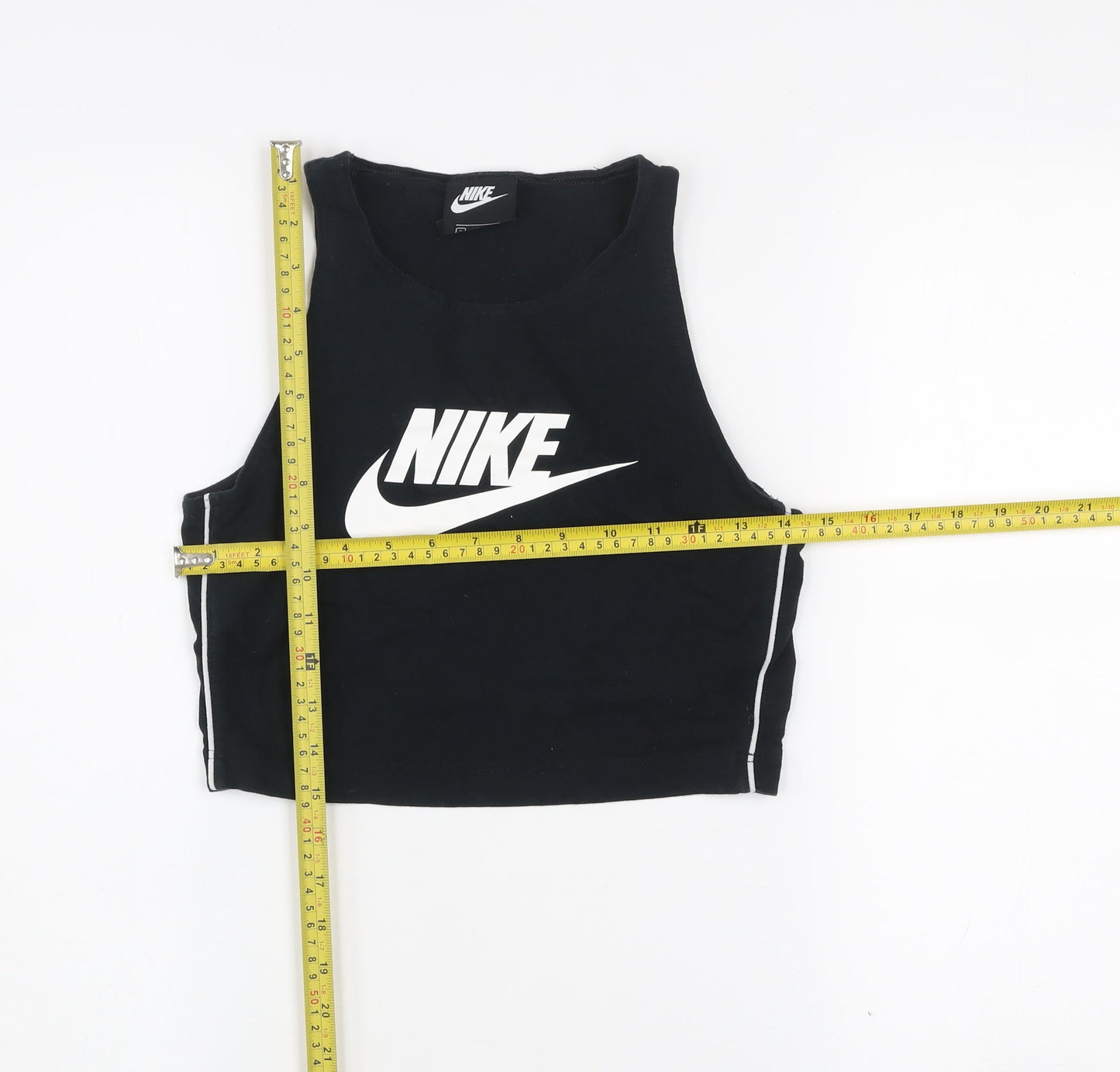 Nike Women's Black Cropped Tank Top S Athletic Fit