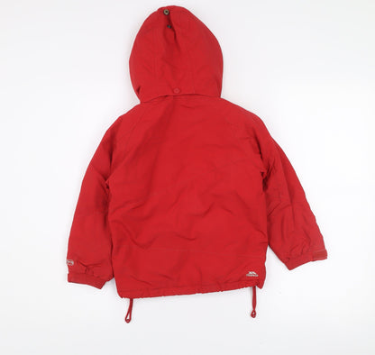 Trespass Boys Red Waterproof Hooded Parka Jacket 3-4 Years