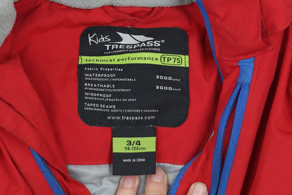 Trespass Boys Red Waterproof Hooded Parka Jacket 3-4 Years