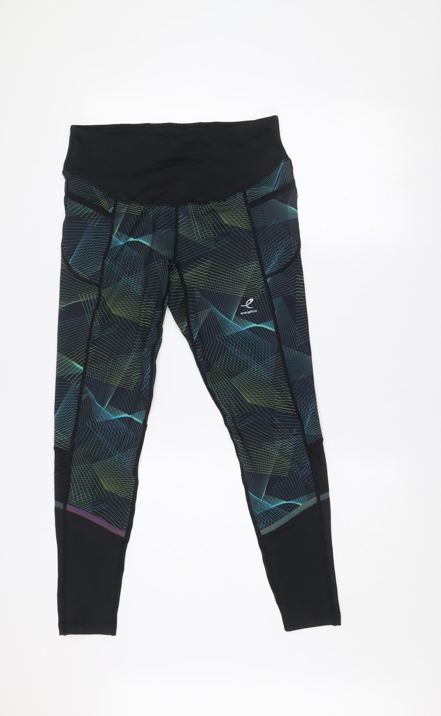 Energetics Womens Black Geometric Leggings Size 12 Activewear Trousers