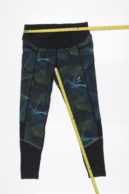 Energetics Womens Black Geometric Leggings Size 12 Activewear Trousers