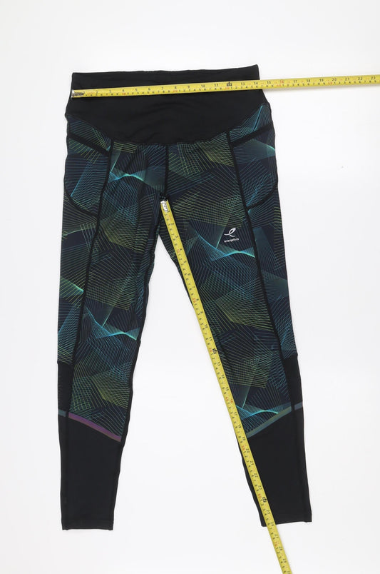 Energetics Womens Black Geometric Leggings Size 12 Activewear Trousers