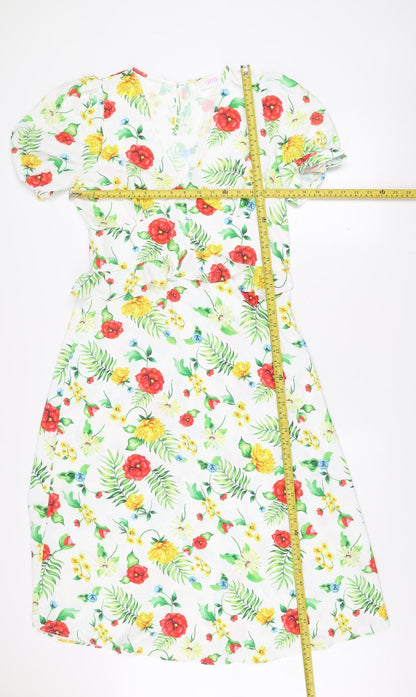 Savida Women's Multicoloured Floral Fit & Flare V-Neck Dress Size 10
