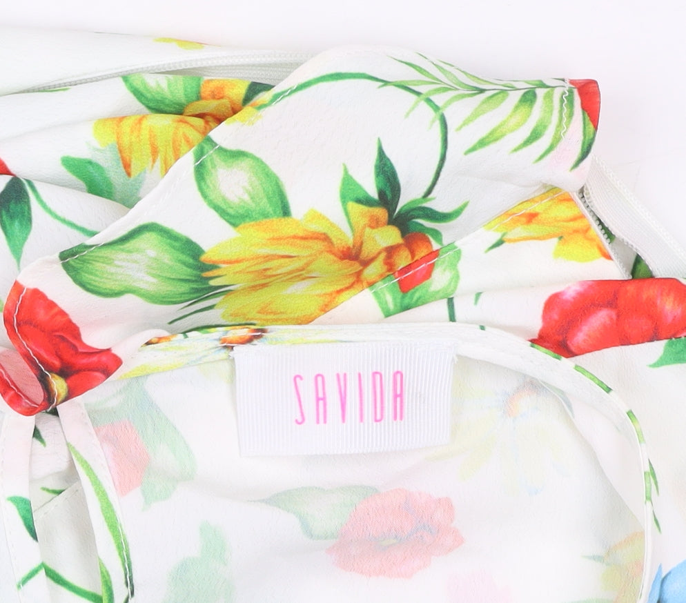 Savida Women's Multicoloured Floral Fit & Flare V-Neck Dress Size 10