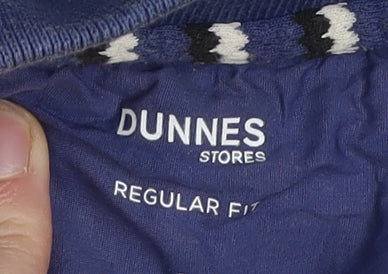 Dunnes Stores Men's Blue Striped Regular Fit Cotton Polo Shirt Medium