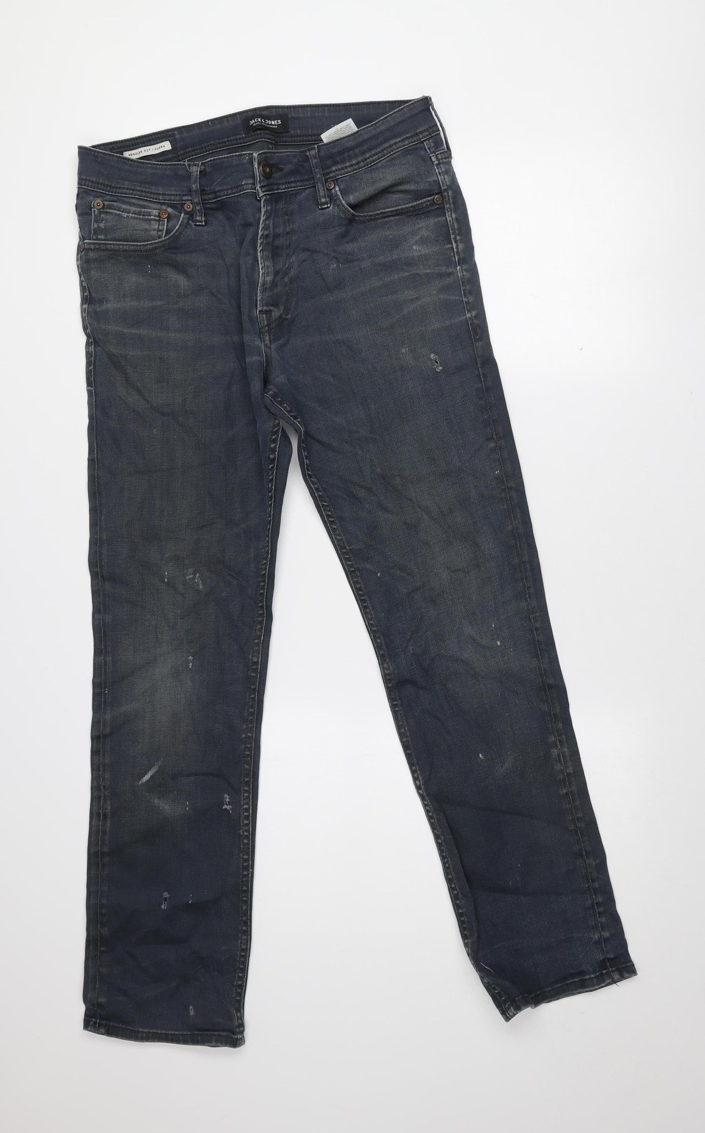 Jack & Jones Men’s Blue Regular Fit Clark Jeans 32x32 Dark Wash Denim