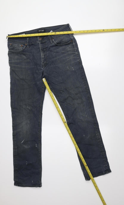 Jack & Jones Men’s Blue Regular Fit Clark Jeans 32x32 Dark Wash Denim