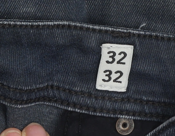 Jack & Jones Men’s Blue Regular Fit Clark Jeans 32x32 Dark Wash Denim