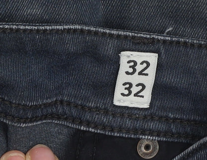 Jack & Jones Men’s Blue Regular Fit Clark Jeans 32x32 Dark Wash Denim