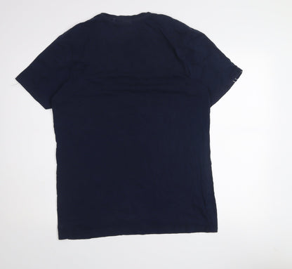 Diesel Mens Blue Logo Tape Regular Fit Cotton T-Shirt Size L